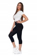 Legginsy 3/4 joga trening BAWEŁNIANE PREMIUM black L/XL