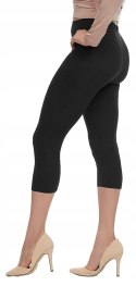 Czarne damskie legginsy 3/4 leginsy M/L KRYJĄCE