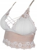 Biały TOP KORONKOWY bralet CROP na imprezę z wkładkami 65-75 cm A-C