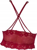 Bordowy TOP KORONKOWY bralet CROP na imprezę z wkładkami 65-75 cm A-C