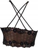 Czarny TOP KORONKOWY bralet CROP na imprezę z wkładkami 65-75 cm A-C