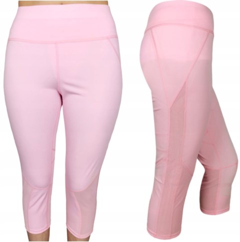 Legginsy fitness sportowe damskie 3/4 różowe S/M MIEGO leginsy getry